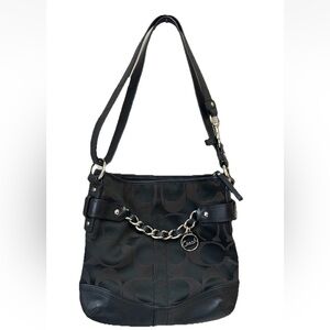 Vintage COACH Black Monogram North South Convertible Bag